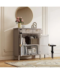 Streamdale Furniture Hand-Carved Wooden Storage Cabinet with Drawer and Doors