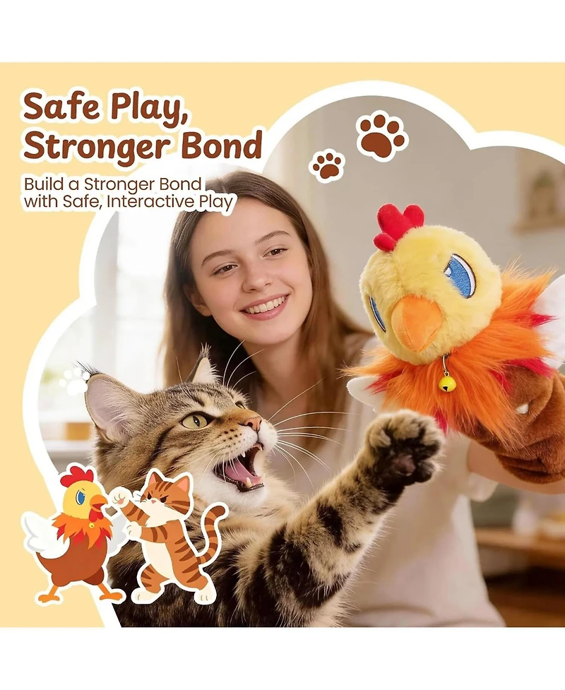 Nocciola Pure Toy Rumble Roo Cat Wrestling Toy, 22 Inch Chicken Puppet with 5 Catnip Pouches, Treat Pocket and Reinforced Protective Kicking Glove