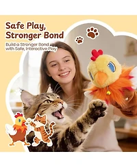 Nocciola Pure Toy Rumble Roo Cat Wrestling Toy, 22 Inch Chicken Puppet with 5 Catnip Pouches, Treat Pocket and Reinforced Protective Kicking Glove
