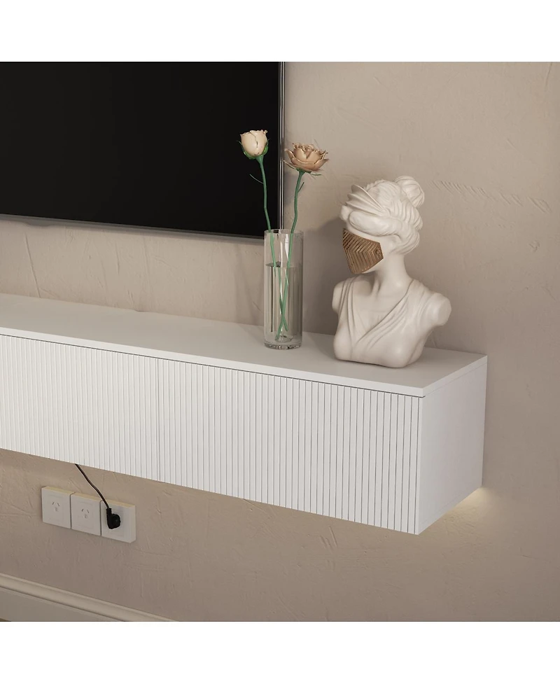 Streamdale Furniture Led Floating Tv Stand Wall Mounted, 86.6" Modern Entertainment Center