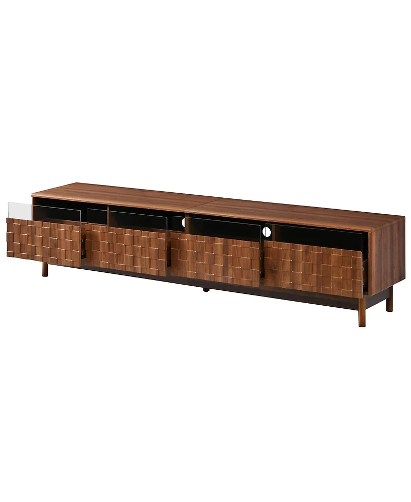 Streamdale Furniture 78" Modern Led Tv Stand for TVs up to 85" with Glass Drawers
