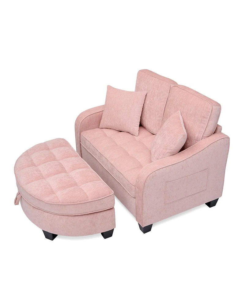 Streamdale Furniture 2-Seater Sofa and Storage Footrest Set with Pillows