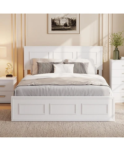 Streamdale Furniture Full Size Wood Bed with Adjustable Headboard