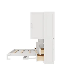 Streamdale Furniture Queen Size Murphy Bed with Closet, Drawers and Shelves