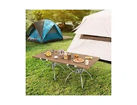 Boyel Living 2 Pack Folding Camping Table with Wood-grain Tabletop for Hiking Party