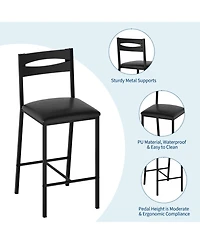 homfan 3-Piece Counter Height Dining Set - Storage Shelves + 2 Upholstered Chairs Sturdy Metal Frame Space-Saving for Room, Apartment