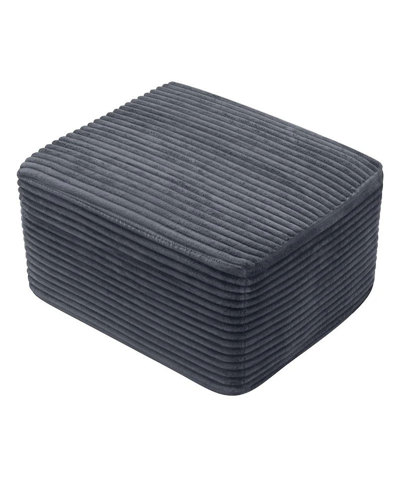 Streamdale Furniture 37.5" Corduroy Square Upholstered Ottoman Foot Stool