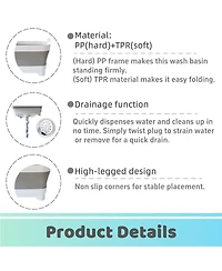 Piscifun Collapsible Wash Basin With Drain Plug Foldable Kitchen Sink For Camping Space Saving Dish Tub