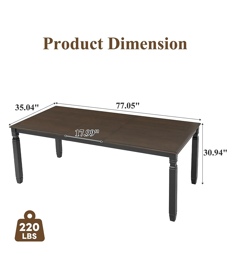 Streamdale Furniture Extendable Modern Farmhouse Dining Table for 4-6, Espresso