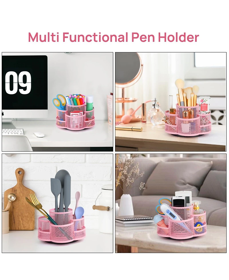 Danrong Mesh Desk Organizer With 2 Tier Trays Magazine Holders and Pen Holder