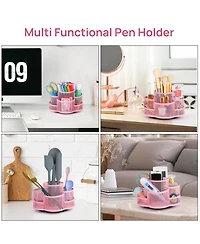 Danrong Mesh Desk Organizer With 2 Tier Trays Magazine Holders and Pen Holder