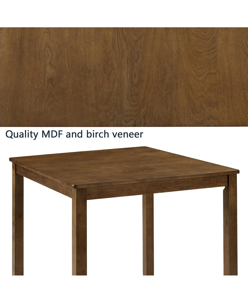 Streamdale Furniture Oak 4-Person Counter Height Square Dining Table