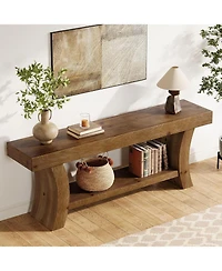 Tribesigns 63" Solid Wood Console Table with Shelf