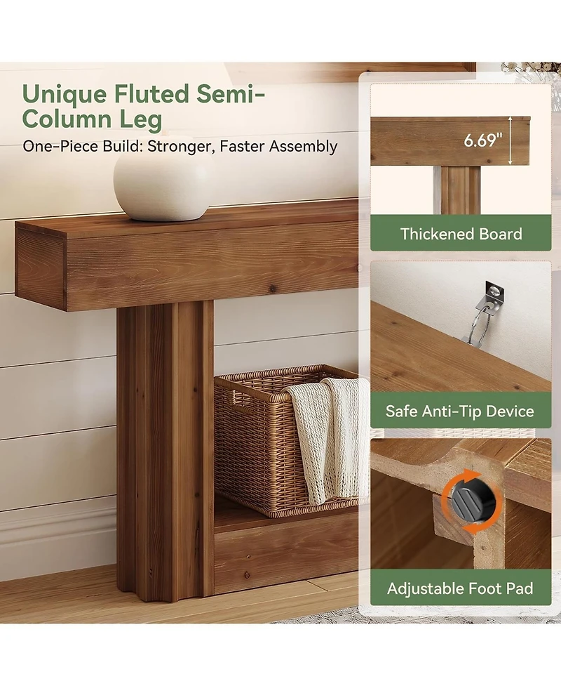 Tribesigns 63" Farmhouse Console Table with 2-Tier Storage