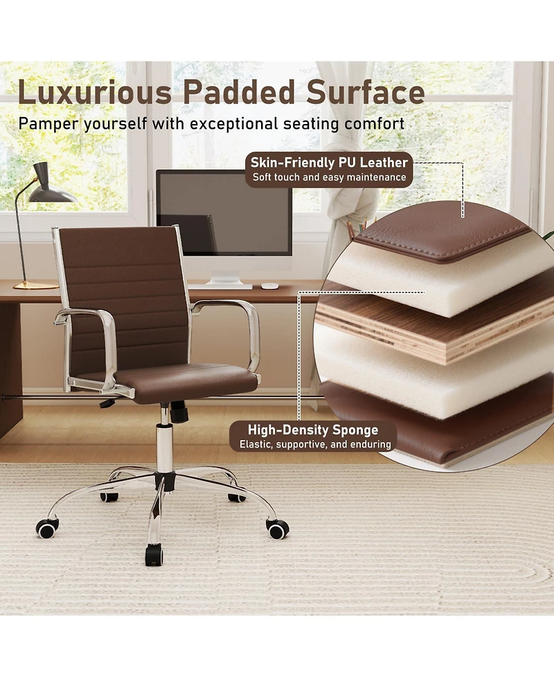 Gymax Office Chair Height Adjustable Conference Room Chair with Rocking Backrest Armrests