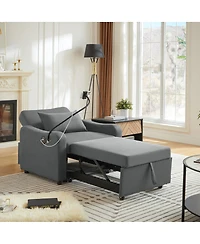 Streamdale Furniture 3-in-1 Convertible Sleeper Sofa Chair with Usb and Adjustable Backrest