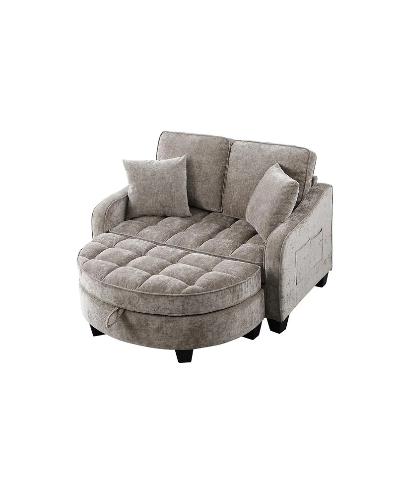 Streamdale Furniture 2-Seater Sofa and Chaise with Storage Footrest and Pillows