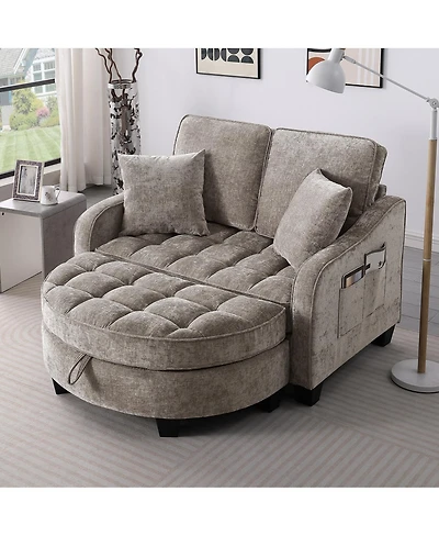 Streamdale Furniture 2-Seater Sofa and Chaise with Storage Footrest and Pillows