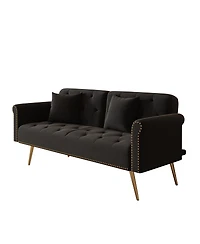 Streamdale Furniture 69.7" Velvet Convertible Sofa Bed with Nailhead Trim