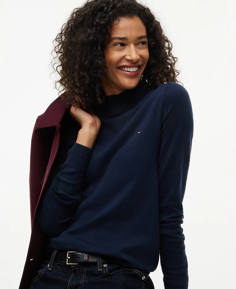 Tommy Hilfiger Women's Mock Neck Long-Sleeve Slim-Fit Sweater