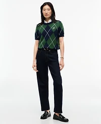 Tommy Hilfiger Women's Tartan Argyle Short-Sleeve Sweater