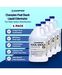 Champion Pool Shock Liquid Chlorinator for Pool Water Disinfection, (4 Pack)
