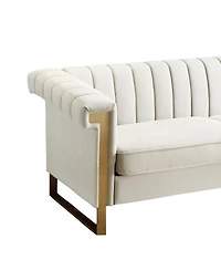 Streamdale Furniture Modern Velvet Chesterfield Sofa with Gold Accents and Channel Tufting