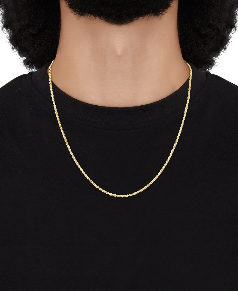 Italian Silver Solid Rope Chain Necklace in 18k Gold-Plated Sterling Silver