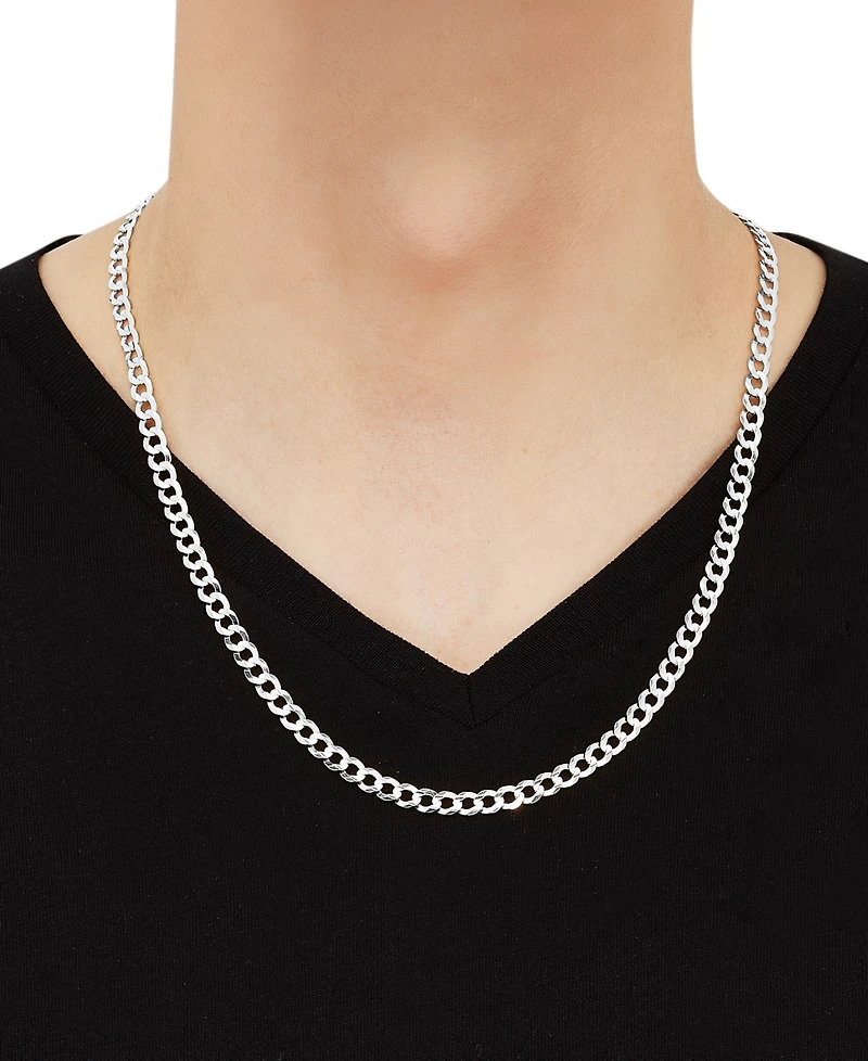 Italian Silver Solid Curb Chain Necklace in Sterling Silver