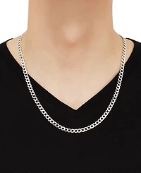 Italian Silver Solid Curb Chain Necklace in Sterling Silver