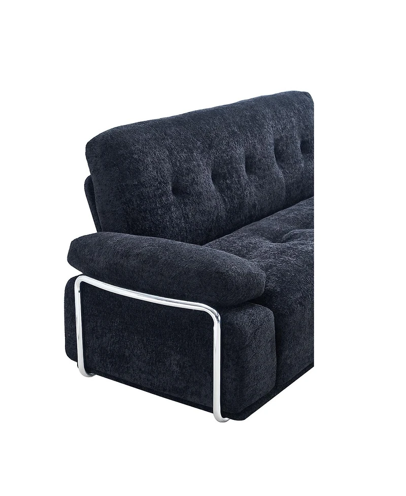 Streamdale Furniture Modern 88.9" Chenille Sofa with Steel Arm Frame and Compression Cushions
