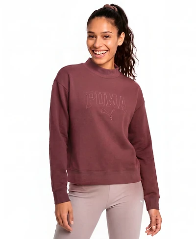 Puma Women's Ess Relaxed Mock Neck Crew Sweatshirt