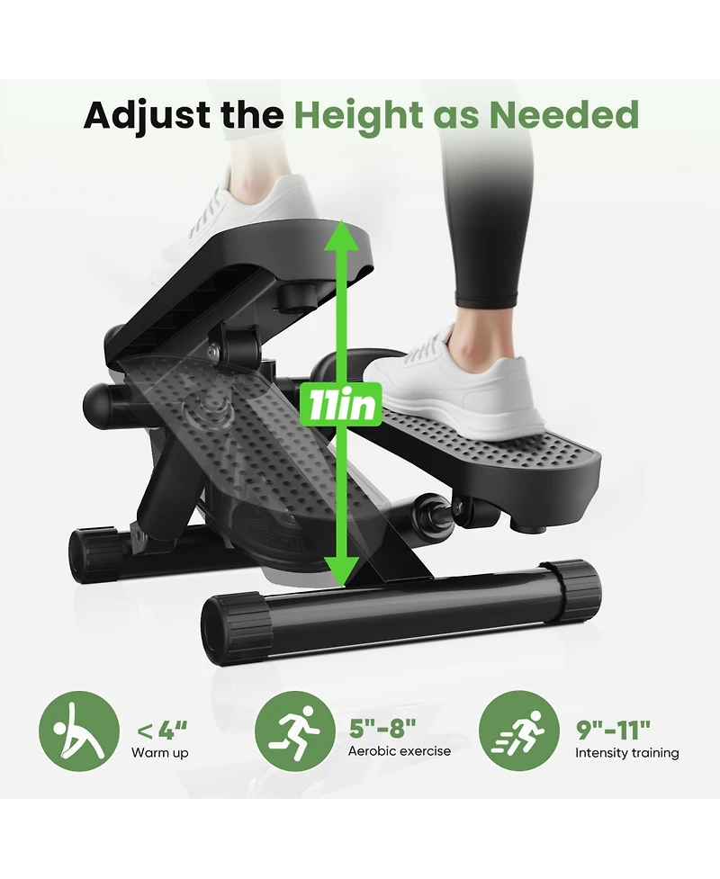 Zeny Mini Stepper with Resistance Bands, Adjustable Home Fitness Trainer