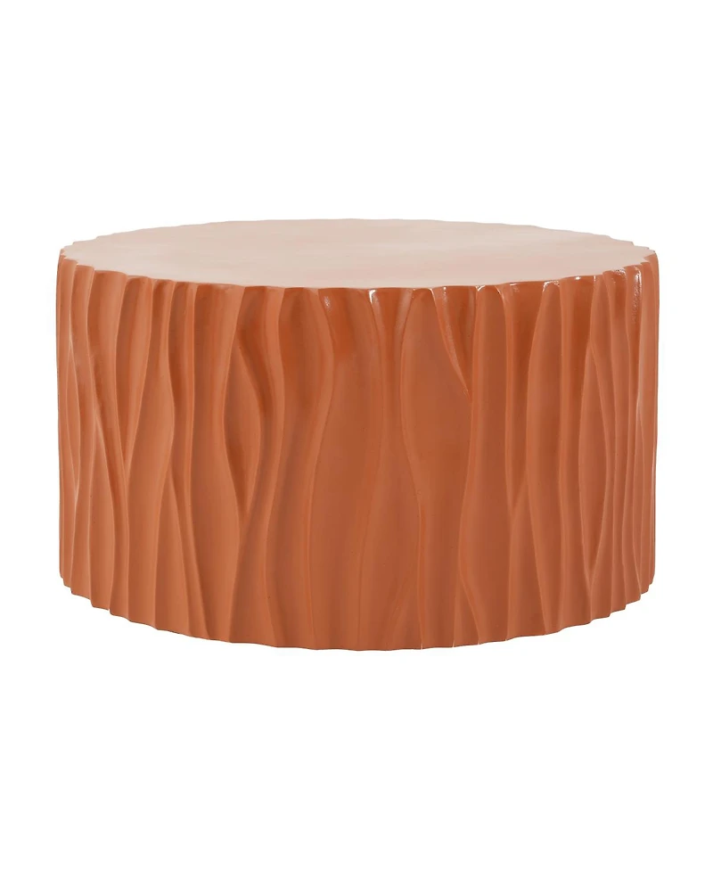 Streamdale Furniture Terracotta Round Mgo Wave Textured Coffee and Side Table