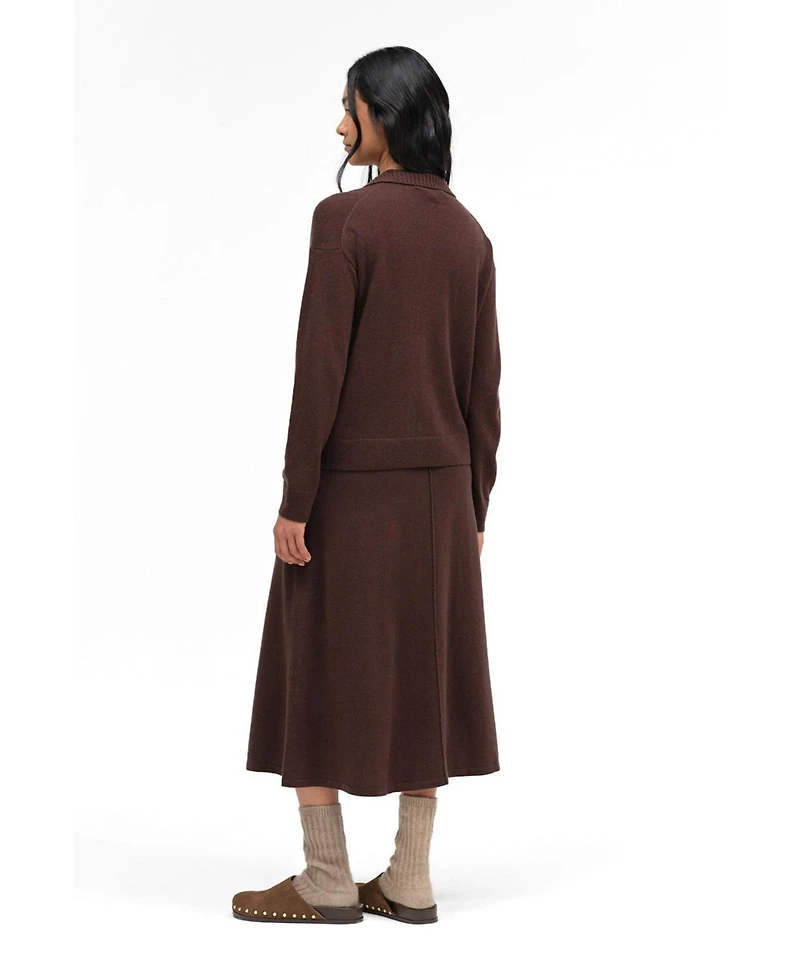 Chinti & Parker Women's Collared V-Neck Relaxed-Fit Wool-Cashmere Sweater