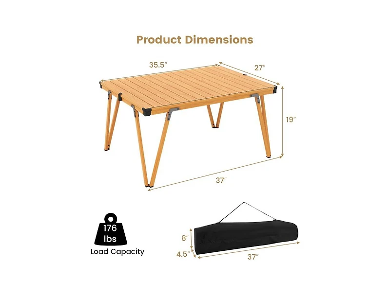 Boyel Living Folding Camping Table Picnic with Storage Bag and Waterproof Desktop