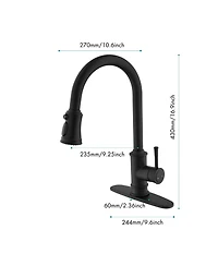 Thirtypeachy Single Handle High Arc Pull-Down Kitchen Faucet with 3-Function Sprayer, 360degree(s) Swivel, Easy Install