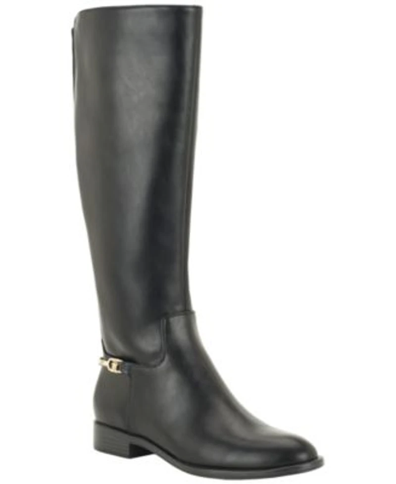 Tommy Hilfiger Womens Marlay Tall Harness Riding Boot Regular Wide Calf