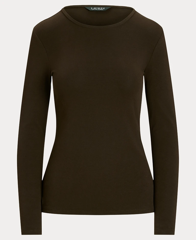 Lauren Ralph Cotton-Blend Long-Sleeve Top