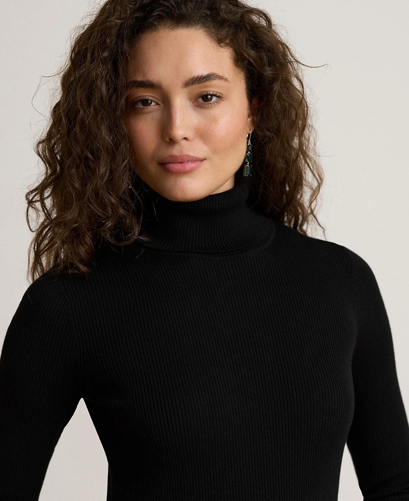 Lauren Ralph Women's Ribbed Slim-Fit Cotton-Blend Turtleneck