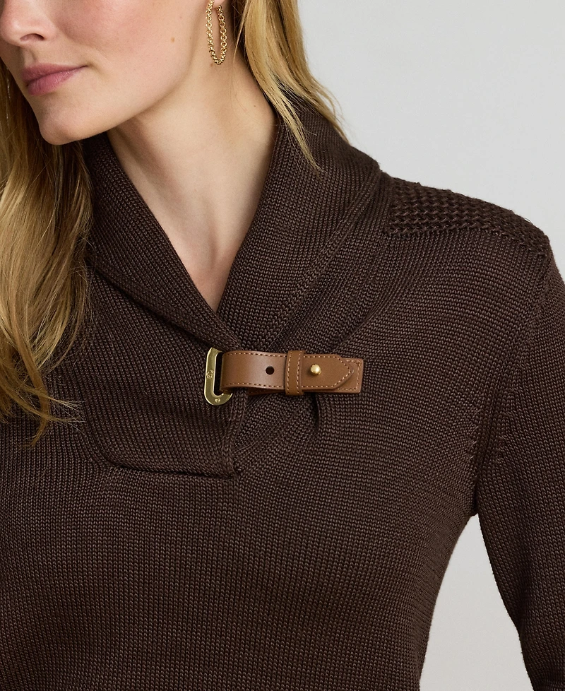 Lauren Ralph Women's Sabree Long Sleeve Buckle-Trim Sweater
