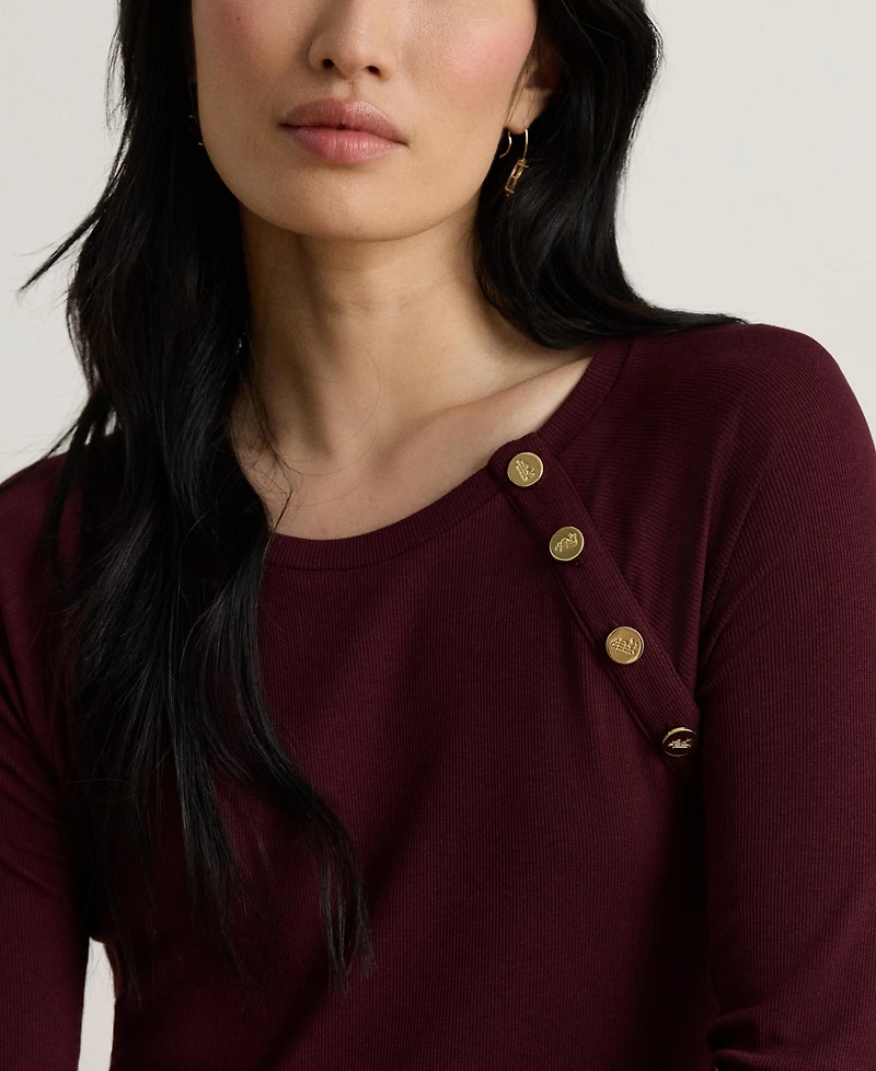 Lauren Ralph Women's Rib-Knit Midi Crewneck Dress