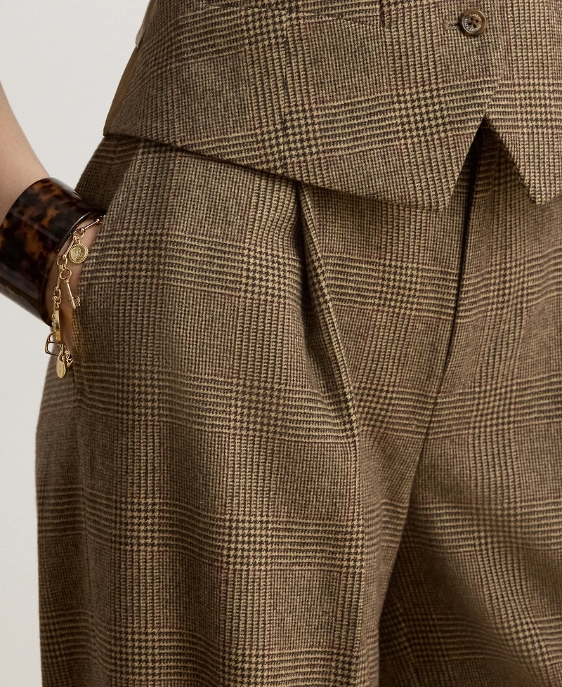 Lauren Ralph Women's High-Rise Pleated Wide-Leg Wool Pants