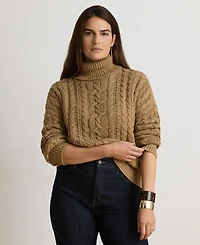 Lauren Ralph Lauren Women's Marled Cable-Knit Long-Sleeve Turtleneck Sweater