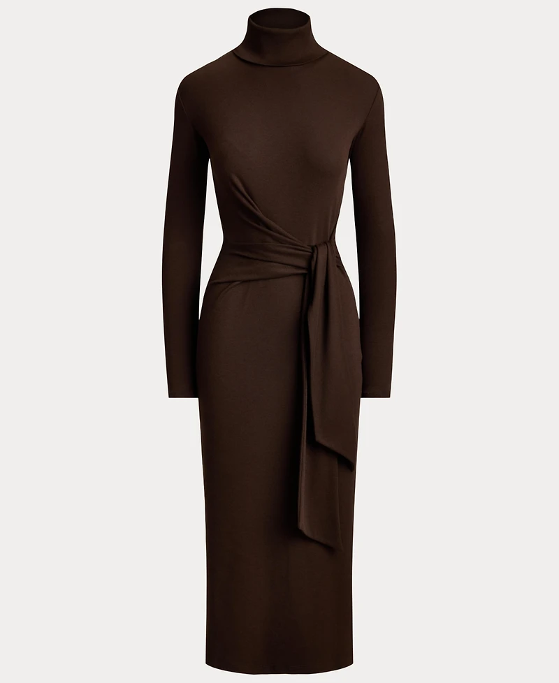 Lauren Ralph Lauren Women's Tie-Front Turtle Neck Dress