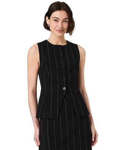 French Connection Women's Wide Pinstripe Suiting Sleeveless Peplum Top