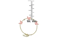 Lily Nily Enamel Butterflies and Cubic Zirconia Bezel Station Chain Link Bracelet in 14K