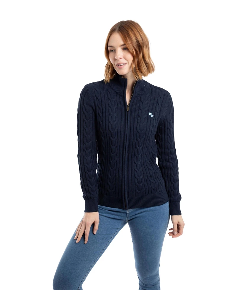 Weird Fish Women's Lunenne Full Zip Cable Knit Cardigan