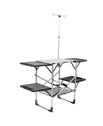 Mountaintop Folding Camping Kitchen Table, Portable Cooking Station with Heat Resistant Top
