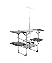 Mountaintop Folding Camping Kitchen Table, Portable Cooking Station with Heat Resistant Top